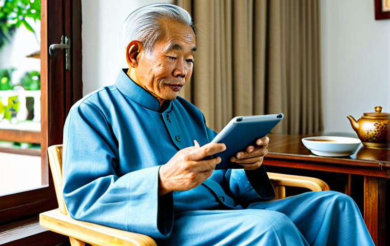 시니어를 위한 정보 기술 활용법 - Senior Woman Using a Smartphone**

"A smiling senior Vietnamese woman in comfortable, modest clothin...
