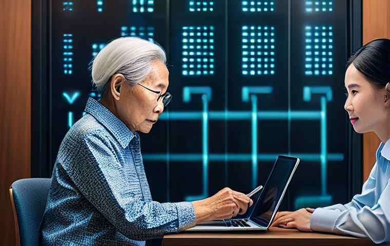시니어를 위한 온라인 안전 교육 - **Prompt 2: The Discerning Eye Against Online Scams**
    A focused and astute elderly Vietnamese ma...