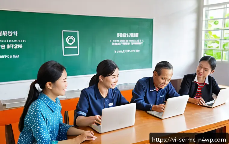 시니어를 위한 보안 솔루션 추천 - A warm and inviting classroom setting in Vietnam where elderly people are attentively learning about...